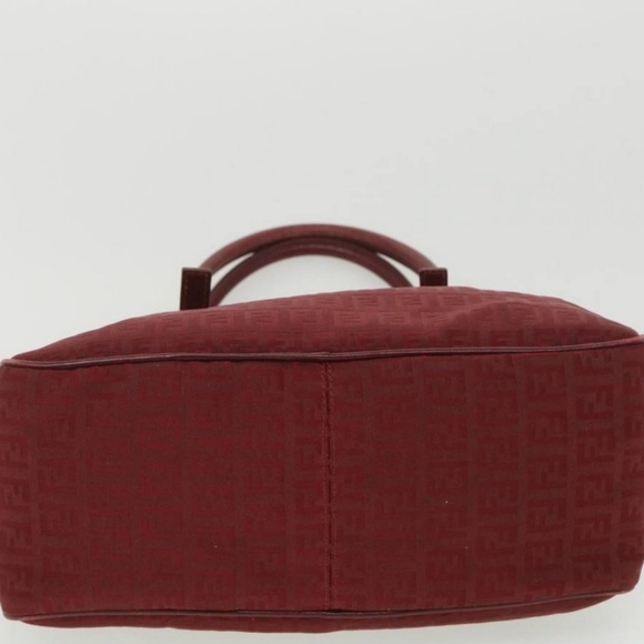 FENDI Zucchino Canvas Authentic Hand Bag Red Auth rd4396 - Picture 7 of 16